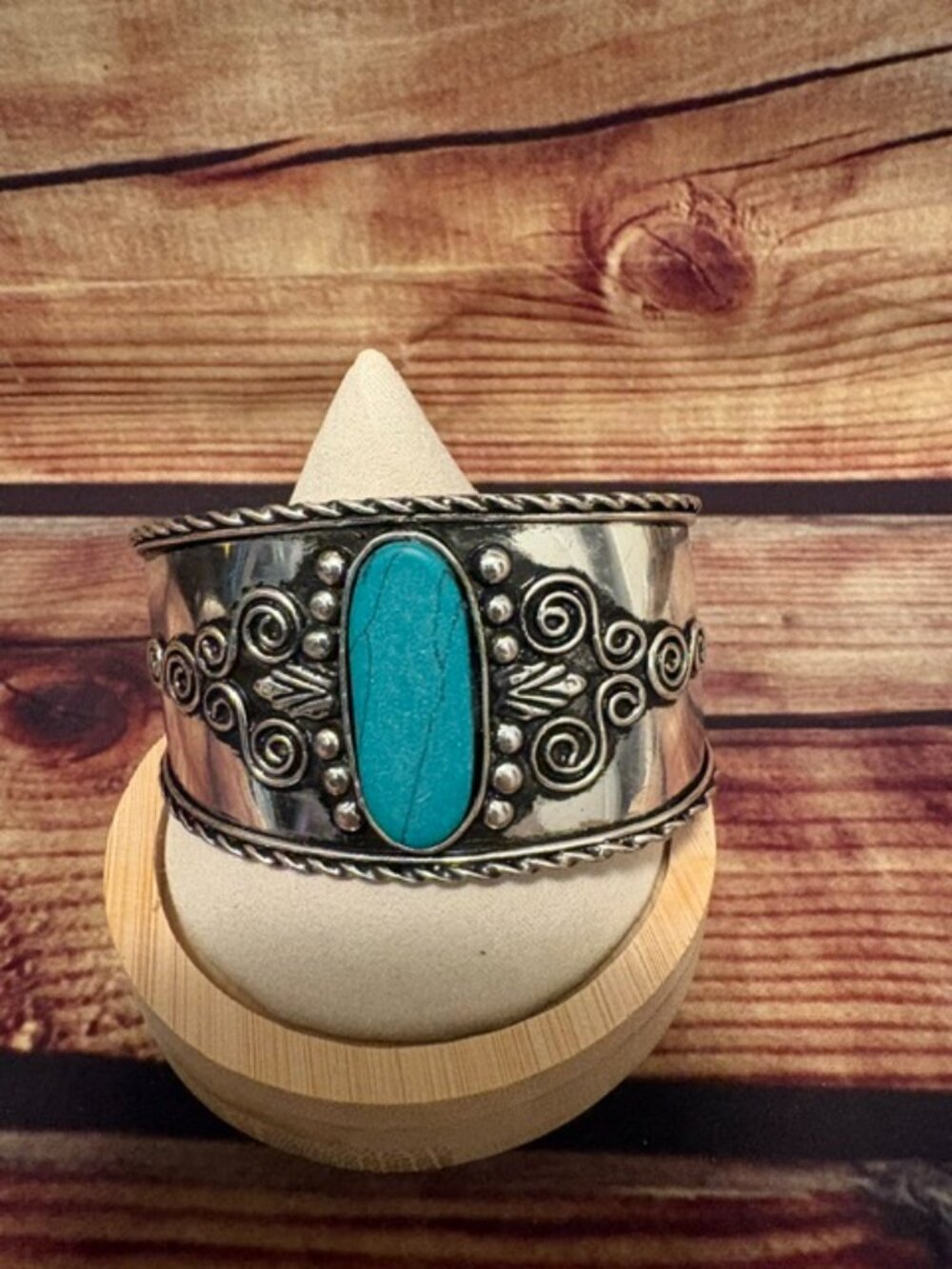 Myra Bag Western Turquoise Cuff Bracelet Silver Boho Statement Bangle NWT